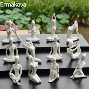 ERMAKOVA 12 Styles Abstract Art Ceramic Yoga Poses Figurine Porcelain Yoga Lady Figure Statue Home Yoga Studio Decor Ornament