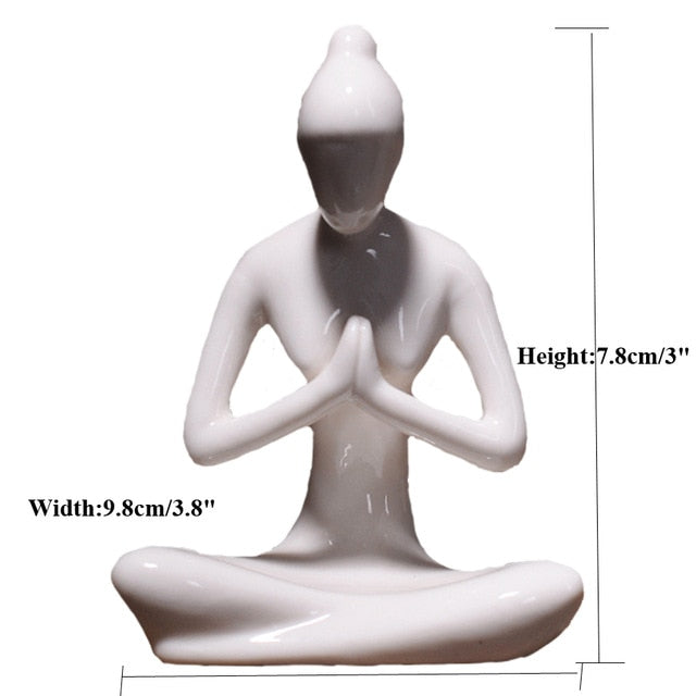 ERMAKOVA 12 Styles Abstract Art Ceramic Yoga Poses Figurine Porcelain Yoga Lady Figure Statue Home Yoga Studio Decor Ornament