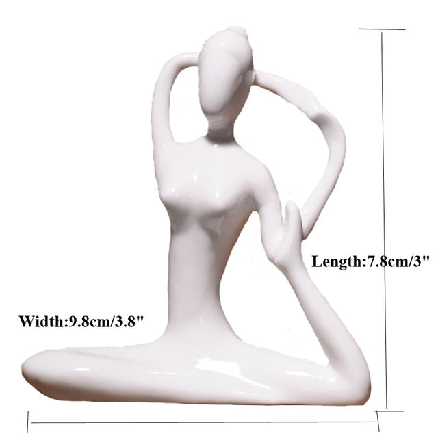 ERMAKOVA 12 Styles Abstract Art Ceramic Yoga Poses Figurine Porcelain Yoga Lady Figure Statue Home Yoga Studio Decor Ornament