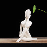 ERMAKOVA 12 Styles Abstract Art Ceramic Yoga Poses Figurine Porcelain Yoga Lady Figure Statue Home Yoga Studio Decor Ornament