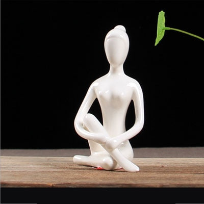 ERMAKOVA 12 Styles Abstract Art Ceramic Yoga Poses Figurine Porcelain Yoga Lady Figure Statue Home Yoga Studio Decor Ornament