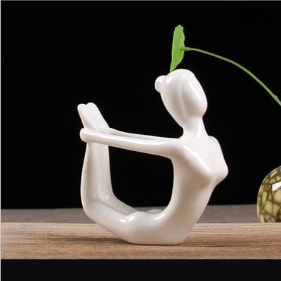 ERMAKOVA 12 Styles Abstract Art Ceramic Yoga Poses Figurine Porcelain Yoga Lady Figure Statue Home Yoga Studio Decor Ornament