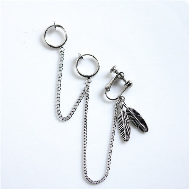 1PC European Style Fashion Vintage Long Chain Cross Zipper Drop Earrings for Men and Women Party Punk Jewelry Gift Brincos