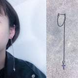 1PC European Style Fashion Vintage Long Chain Cross Zipper Drop Earrings for Men and Women Party Punk Jewelry Gift Brincos