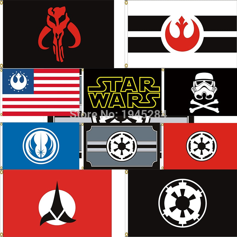 Star Wars Flag Banner Stormtrooper Galactic Empire Rebel Alliance Mandalorian Banner Flag 3x5ft Home Decor, free shipping