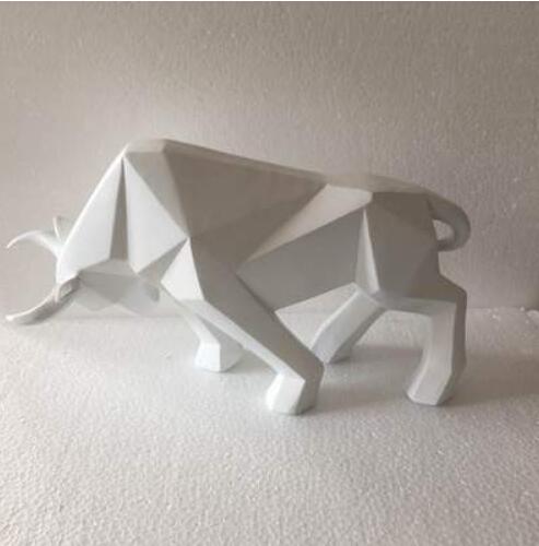 Geometric Cattle Statue OX Bull Sculpture Ornament Abstract Animal Figurines Room Desk Decor Home Decoration Accessories Morden