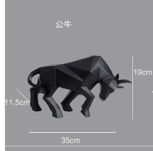 Geometric Cattle Statue OX Bull Sculpture Ornament Abstract Animal Figurines Room Desk Decor Home Decoration Accessories Morden
