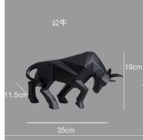 Geometric Cattle Statue OX Bull Sculpture Ornament Abstract Animal Figurines Room Desk Decor Home Decoration Accessories Morden