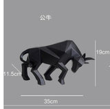 Geometric Cattle Statue OX Bull Sculpture Ornament Abstract Animal Figurines Room Desk Decor Home Decoration Accessories Morden
