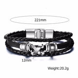 Vnox Vintage Rudder Charm Bracelet for Men Multi-layer Leather Rope Bracelets Bangles 7.87" pulseira masculina