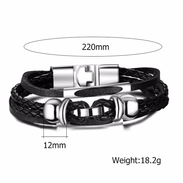 Vnox Vintage Rudder Charm Bracelet for Men Multi-layer Leather Rope Bracelets Bangles 7.87" pulseira masculina