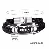 Vnox Vintage Rudder Charm Bracelet for Men Multi-layer Leather Rope Bracelets Bangles 7.87" pulseira masculina