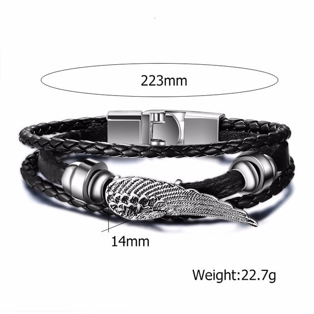 Vnox Vintage Rudder Charm Bracelet for Men Multi-layer Leather Rope Bracelets Bangles 7.87" pulseira masculina