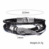 Vnox Vintage Rudder Charm Bracelet for Men Multi-layer Leather Rope Bracelets Bangles 7.87" pulseira masculina