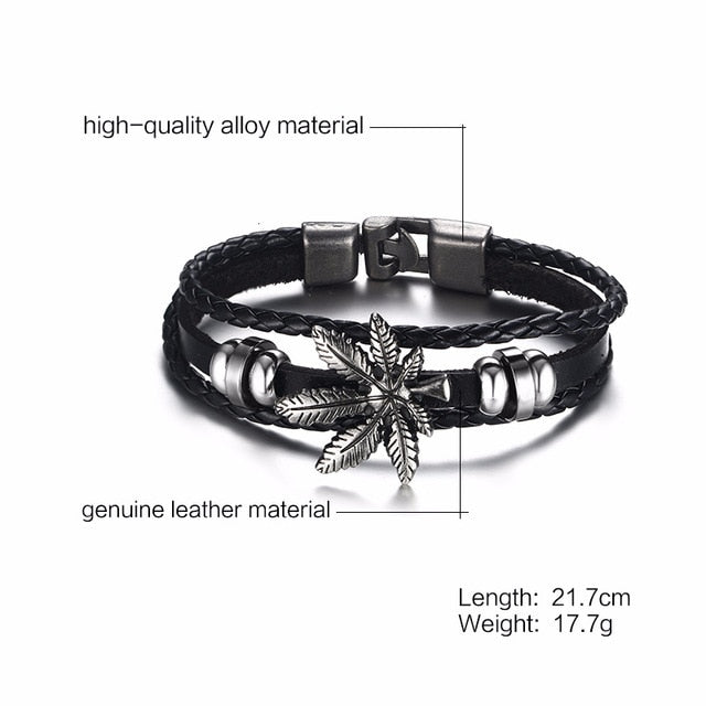 Vnox Vintage Rudder Charm Bracelet for Men Multi-layer Leather Rope Bracelets Bangles 7.87" pulseira masculina
