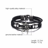 Vnox Vintage Rudder Charm Bracelet for Men Multi-layer Leather Rope Bracelets Bangles 7.87" pulseira masculina