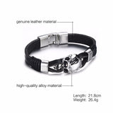 Vnox Vintage Rudder Charm Bracelet for Men Multi-layer Leather Rope Bracelets Bangles 7.87" pulseira masculina