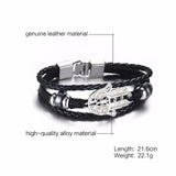 Vnox Vintage Rudder Charm Bracelet for Men Multi-layer Leather Rope Bracelets Bangles 7.87" pulseira masculina