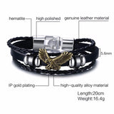 Vnox Vintage Rudder Charm Bracelet for Men Multi-layer Leather Rope Bracelets Bangles 7.87" pulseira masculina