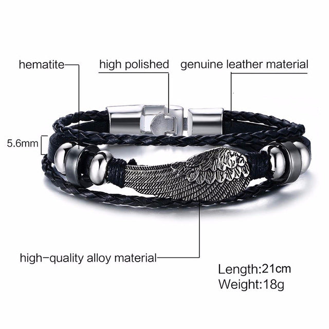 Vnox Vintage Rudder Charm Bracelet for Men Multi-layer Leather Rope Bracelets Bangles 7.87" pulseira masculina