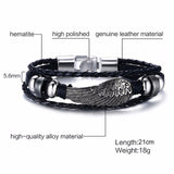 Vnox Vintage Rudder Charm Bracelet for Men Multi-layer Leather Rope Bracelets Bangles 7.87" pulseira masculina