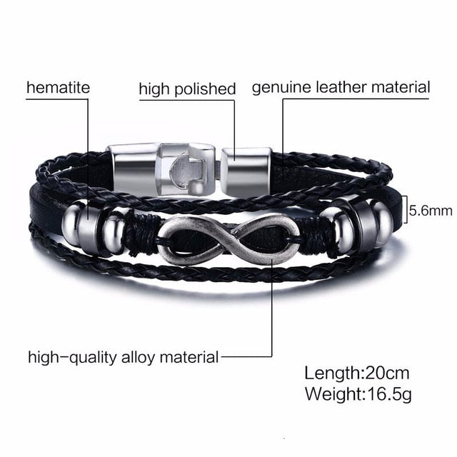 Vnox Vintage Rudder Charm Bracelet for Men Multi-layer Leather Rope Bracelets Bangles 7.87" pulseira masculina