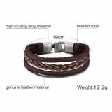 Vnox Vintage Rudder Charm Bracelet for Men Multi-layer Leather Rope Bracelets Bangles 7.87" pulseira masculina