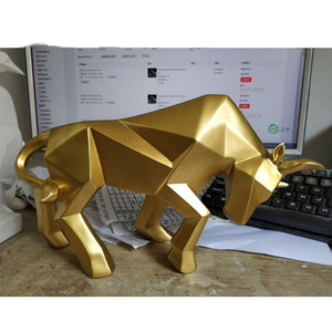 Geometric Cattle Statue OX Bull Sculpture Ornament Abstract Animal Figurines Room Desk Decor Home Decoration Accessories Morden