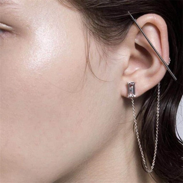 1PC European Style Fashion Vintage Long Chain Cross Zipper Drop Earrings for Men and Women Party Punk Jewelry Gift Brincos