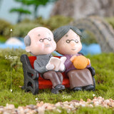 3Pc Figures Chair Grandma Grandpa Sweety Lovers Couple Ornament For Fairy Garden Figurines Miniature Christmas Home Decoration