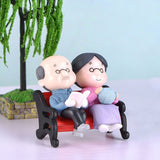 3Pc Figures Chair Grandma Grandpa Sweety Lovers Couple Ornament For Fairy Garden Figurines Miniature Christmas Home Decoration