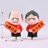 3Pc Figures Chair Grandma Grandpa Sweety Lovers Couple Ornament For Fairy Garden Figurines Miniature Christmas Home Decoration