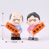 3Pc Figures Chair Grandma Grandpa Sweety Lovers Couple Ornament For Fairy Garden Figurines Miniature Christmas Home Decoration