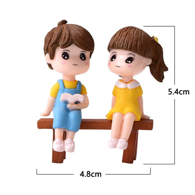3Pc Figures Chair Grandma Grandpa Sweety Lovers Couple Ornament For Fairy Garden Figurines Miniature Christmas Home Decoration