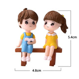 3Pc Figures Chair Grandma Grandpa Sweety Lovers Couple Ornament For Fairy Garden Figurines Miniature Christmas Home Decoration