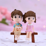 3Pc Figures Chair Grandma Grandpa Sweety Lovers Couple Ornament For Fairy Garden Figurines Miniature Christmas Home Decoration