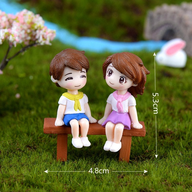 3Pc Figures Chair Grandma Grandpa Sweety Lovers Couple Ornament For Fairy Garden Figurines Miniature Christmas Home Decoration