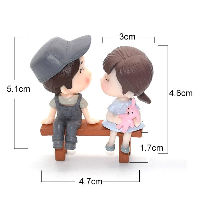 3Pc Figures Chair Grandma Grandpa Sweety Lovers Couple Ornament For Fairy Garden Figurines Miniature Christmas Home Decoration