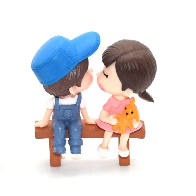 3Pc Figures Chair Grandma Grandpa Sweety Lovers Couple Ornament For Fairy Garden Figurines Miniature Christmas Home Decoration