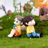 3Pc Figures Chair Grandma Grandpa Sweety Lovers Couple Ornament For Fairy Garden Figurines Miniature Christmas Home Decoration