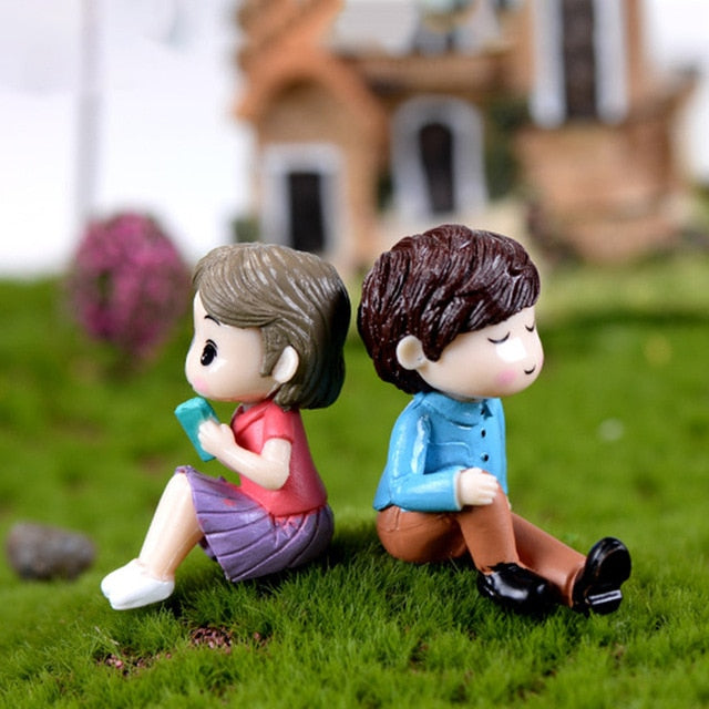 3Pc Figures Chair Grandma Grandpa Sweety Lovers Couple Ornament For Fairy Garden Figurines Miniature Christmas Home Decoration