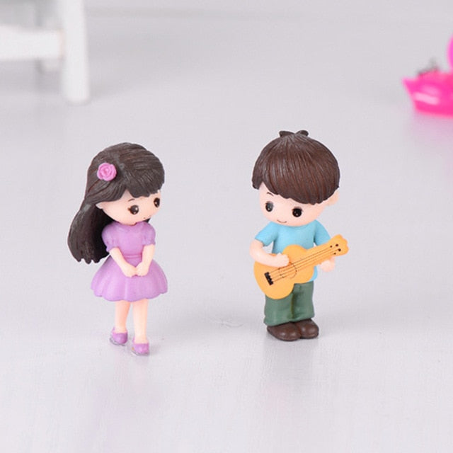 3Pc Figures Chair Grandma Grandpa Sweety Lovers Couple Ornament For Fairy Garden Figurines Miniature Christmas Home Decoration