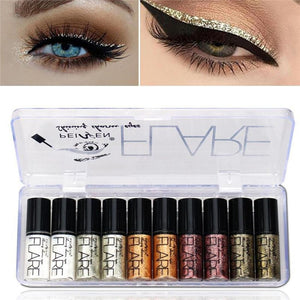 Portable 5 Colors Metallic Shiny Smoky Eyes Eyeshadow Waterproof Glitter Liquid Eyeliner Makeup Eyeshadow
