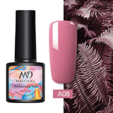 MAD DOLL 8ml 60 Colors Gel Nail Polish Pure Nail Color Nail Gel Lacquer Soak Off UV Gel Varnish Base Coat No Wipe Top Coat