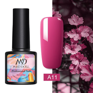 MAD DOLL 8ml 60 Colors Gel Nail Polish Pure Nail Color Nail Gel Lacquer Soak Off UV Gel Varnish Base Coat No Wipe Top Coat