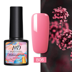 MAD DOLL 8ml 60 Colors Gel Nail Polish Pure Nail Color Nail Gel Lacquer Soak Off UV Gel Varnish Base Coat No Wipe Top Coat