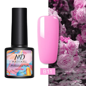 MAD DOLL 8ml 60 Colors Gel Nail Polish Pure Nail Color Nail Gel Lacquer Soak Off UV Gel Varnish Base Coat No Wipe Top Coat