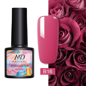 MAD DOLL 8ml 60 Colors Gel Nail Polish Pure Nail Color Nail Gel Lacquer Soak Off UV Gel Varnish Base Coat No Wipe Top Coat