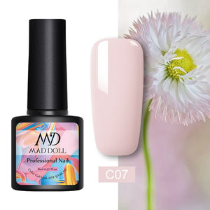 MAD DOLL 8ml 60 Colors Gel Nail Polish Pure Nail Color Nail Gel Lacquer Soak Off UV Gel Varnish Base Coat No Wipe Top Coat