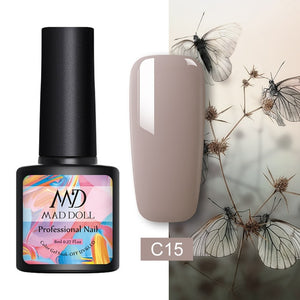 MAD DOLL 8ml 60 Colors Gel Nail Polish Pure Nail Color Nail Gel Lacquer Soak Off UV Gel Varnish Base Coat No Wipe Top Coat